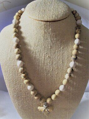 New Handmade Picture Jasper & Riverstone with Shark Tooth Pendant Necklace
